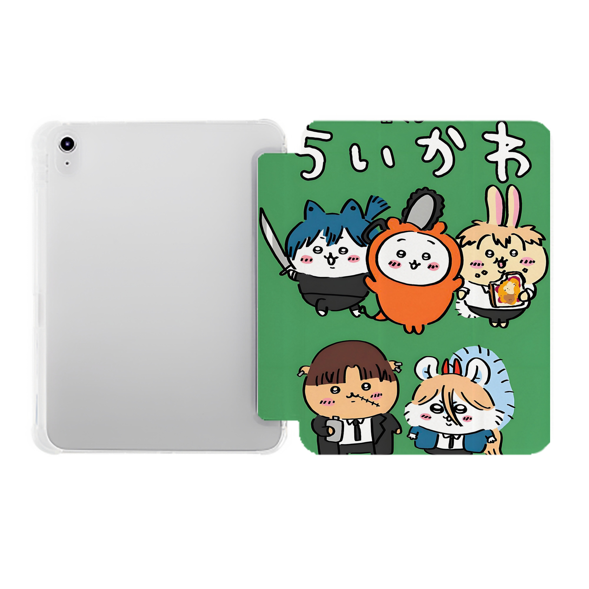 （画像用） ちいかわ Chii-kawa IPad ケース ペン収納付き 三つ折りスタンド PUレザー×シリコン 対応機種9.5/10.5/10.9インチ